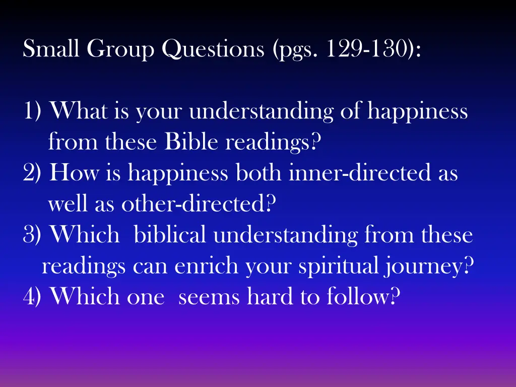 small group questions pgs 129 130