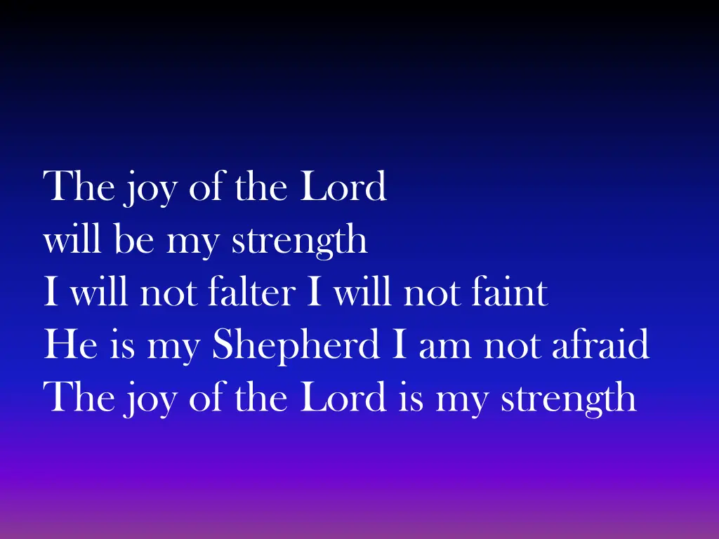 the joy of the lord will be my strength i will