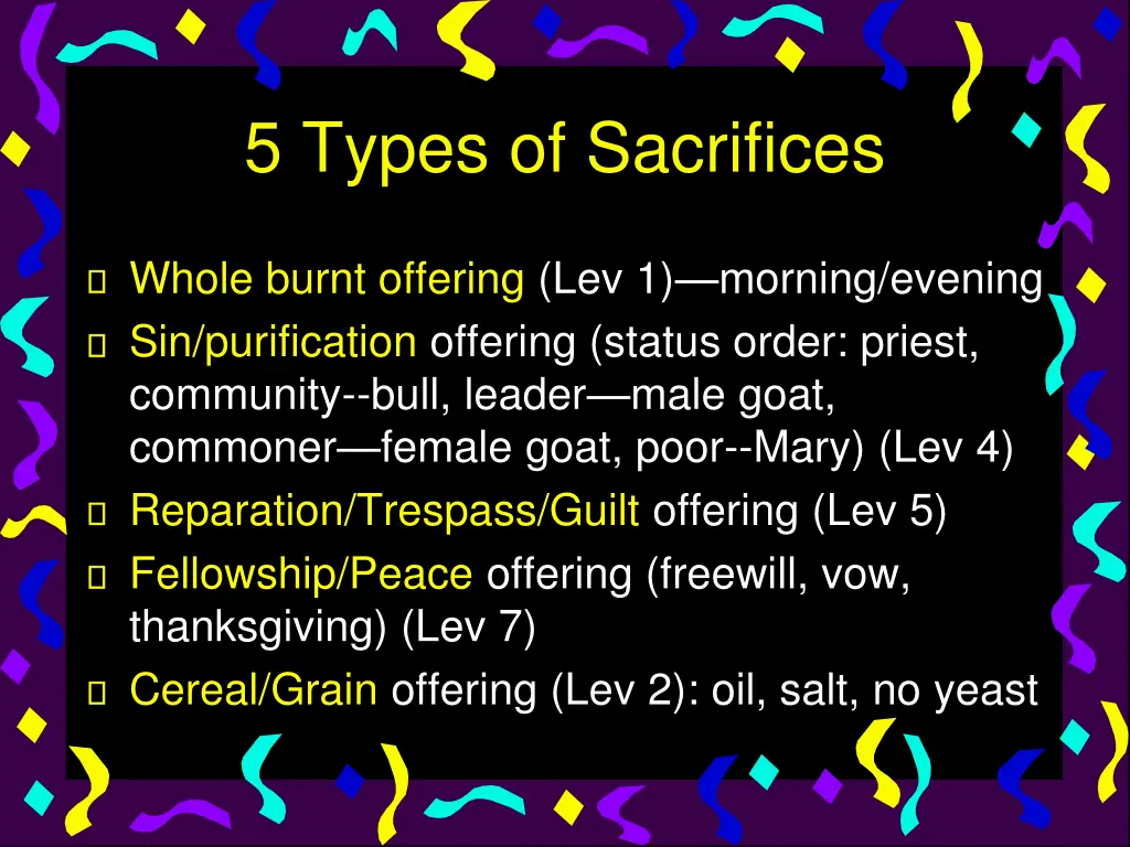 5 types of sacrifices