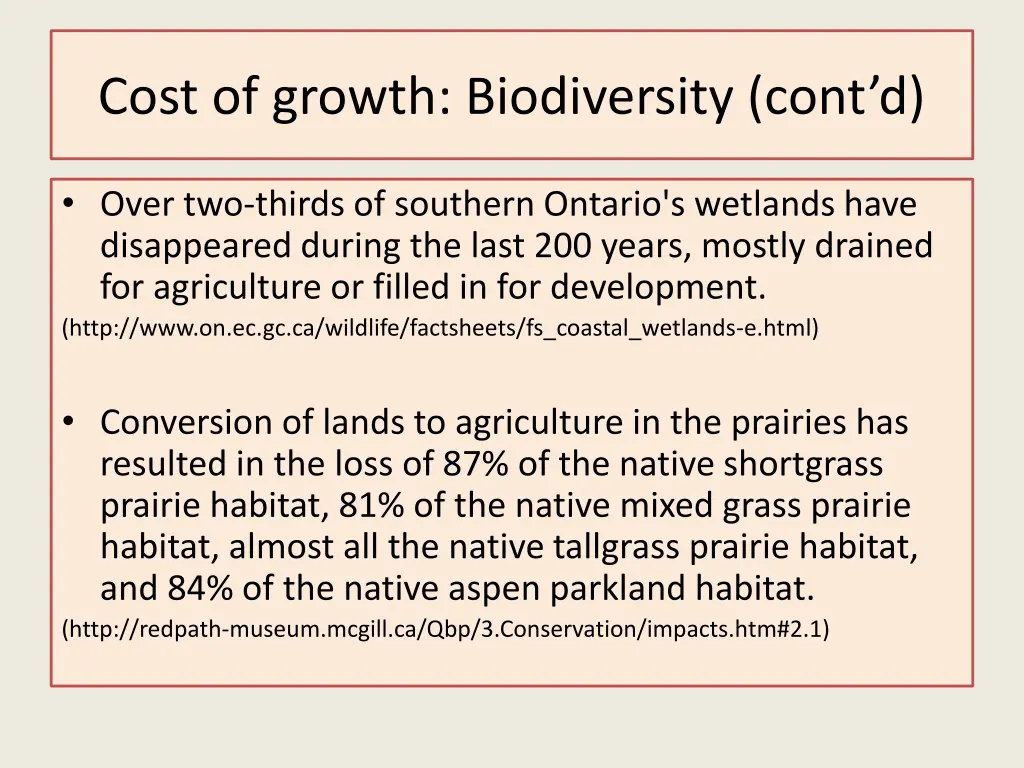 cost of growth biodiversity cont d 2