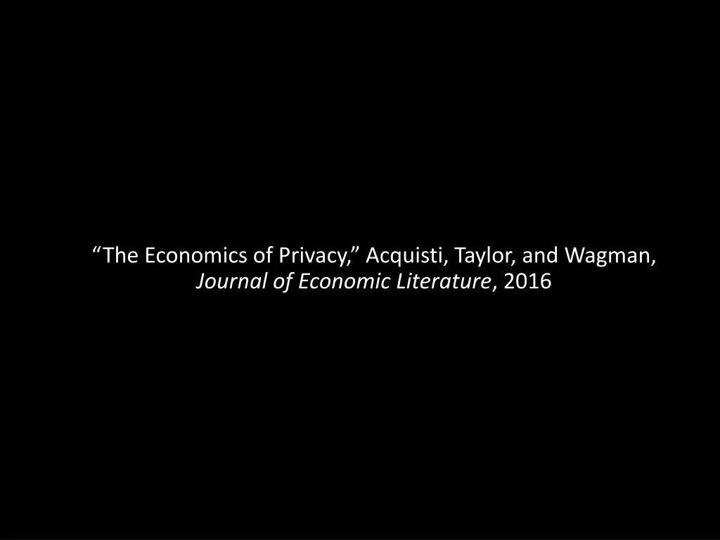 the economics of privacy acquisti taylor