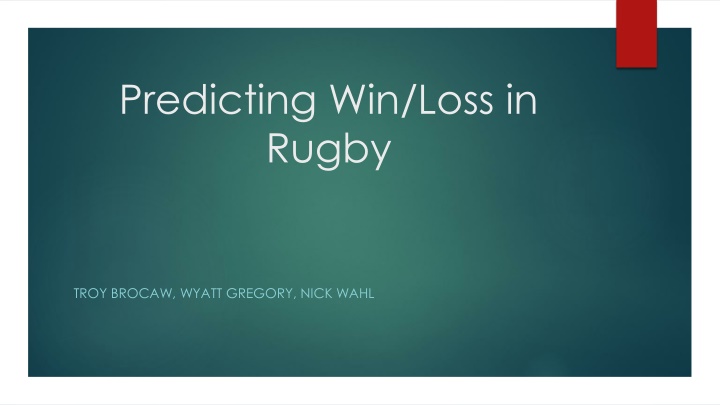 predicting win loss in rugby