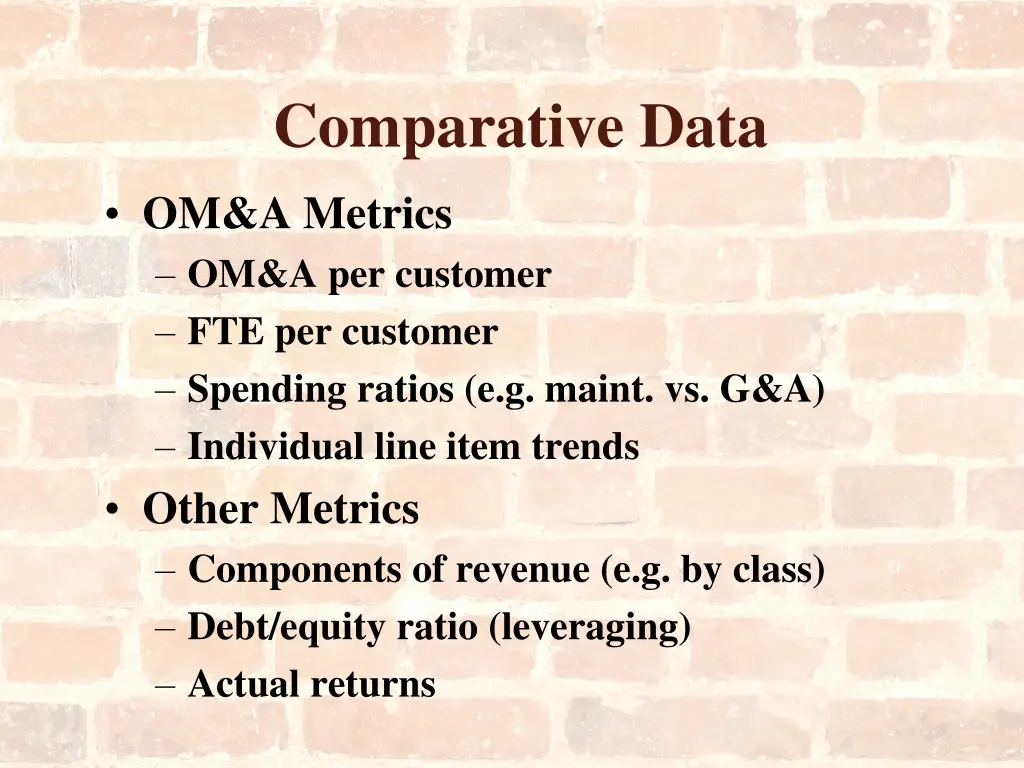 comparative data 1