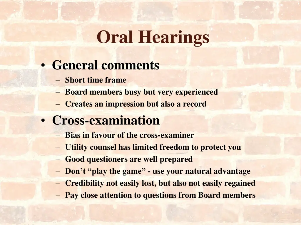 oral hearings