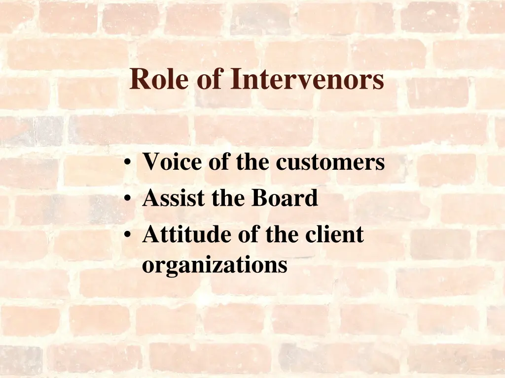 role of intervenors