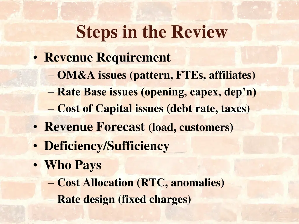 steps in the review