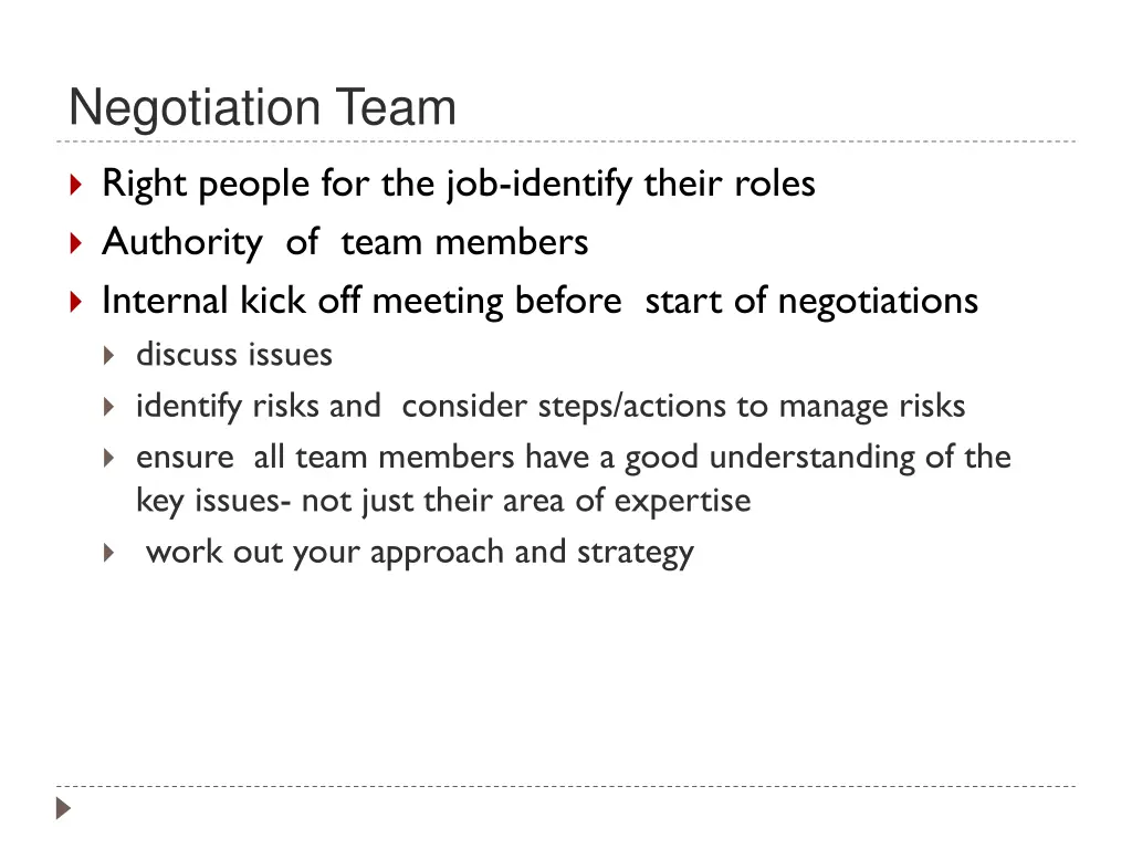 negotiation team