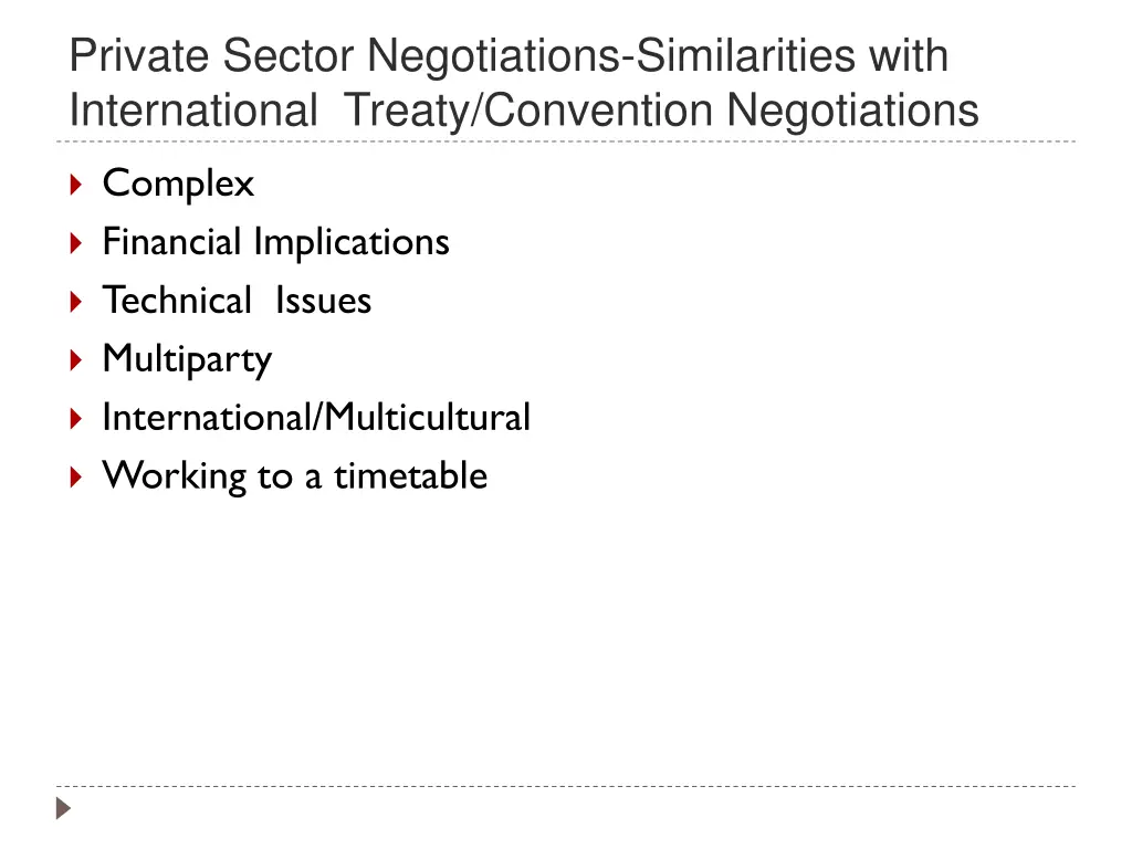 private sector negotiations similarities with