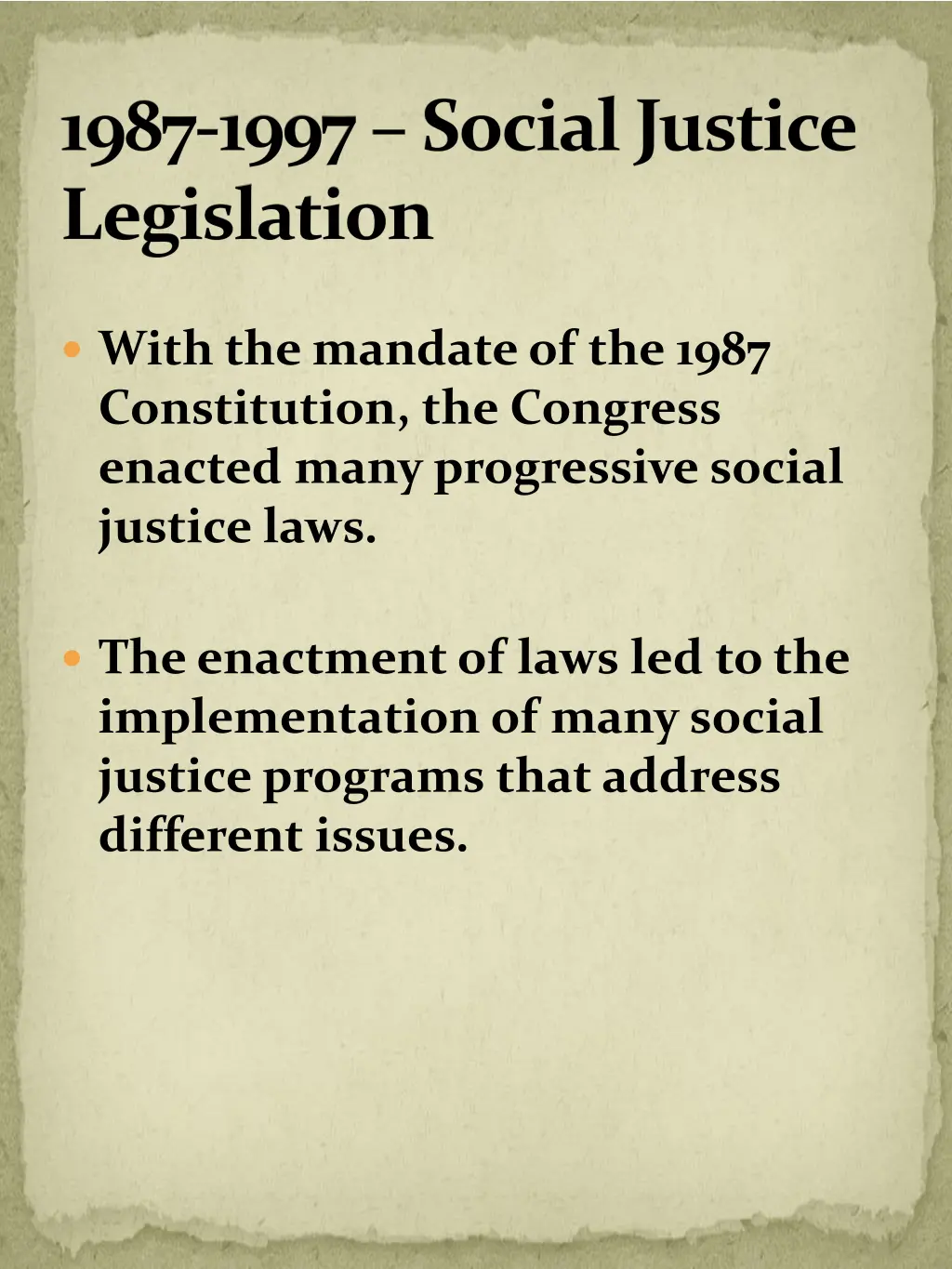 1987 1997 social justice legislation