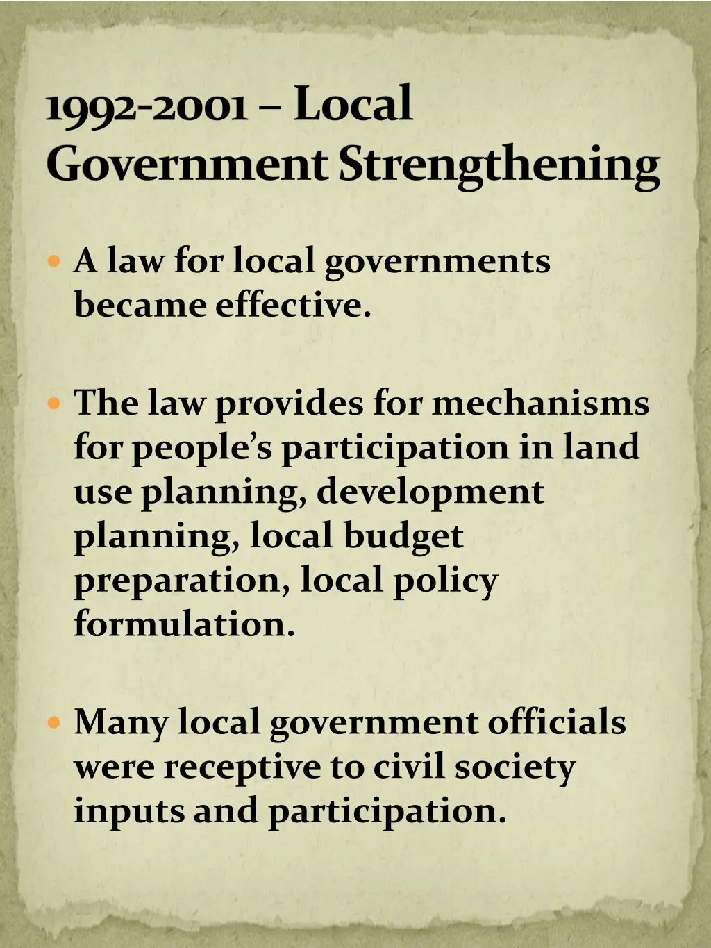 1992 2001 local government strengthening