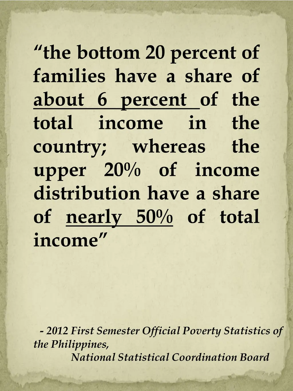 the bottom 20 percent of families have a share