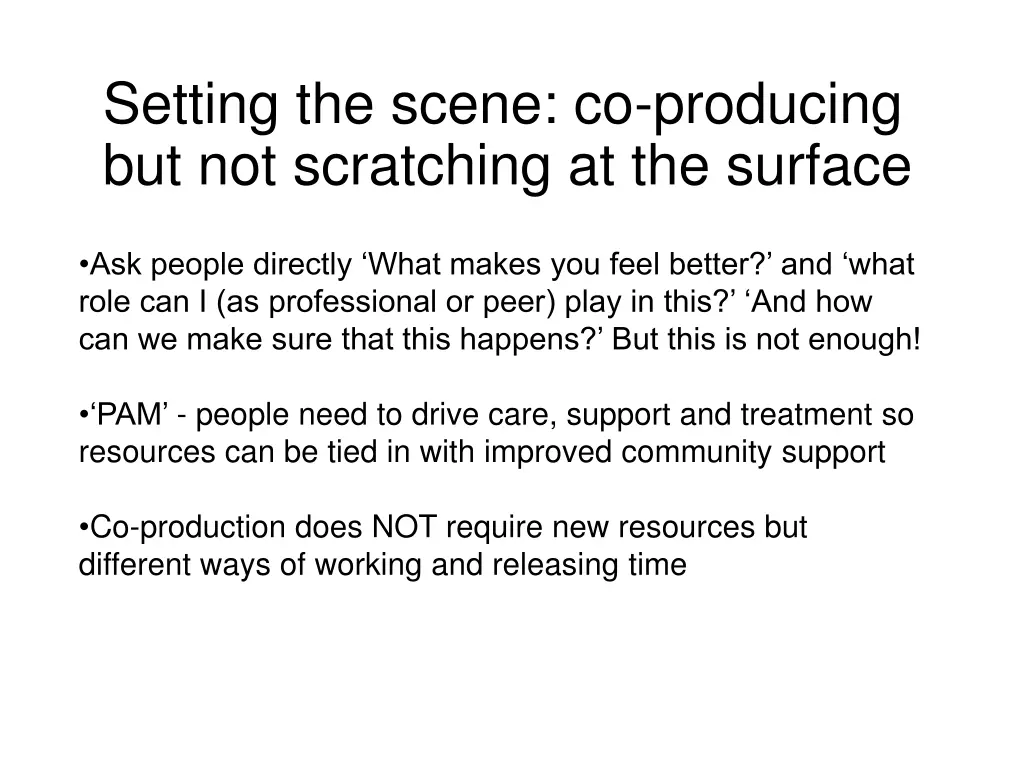 setting the scene co producing but not scratching