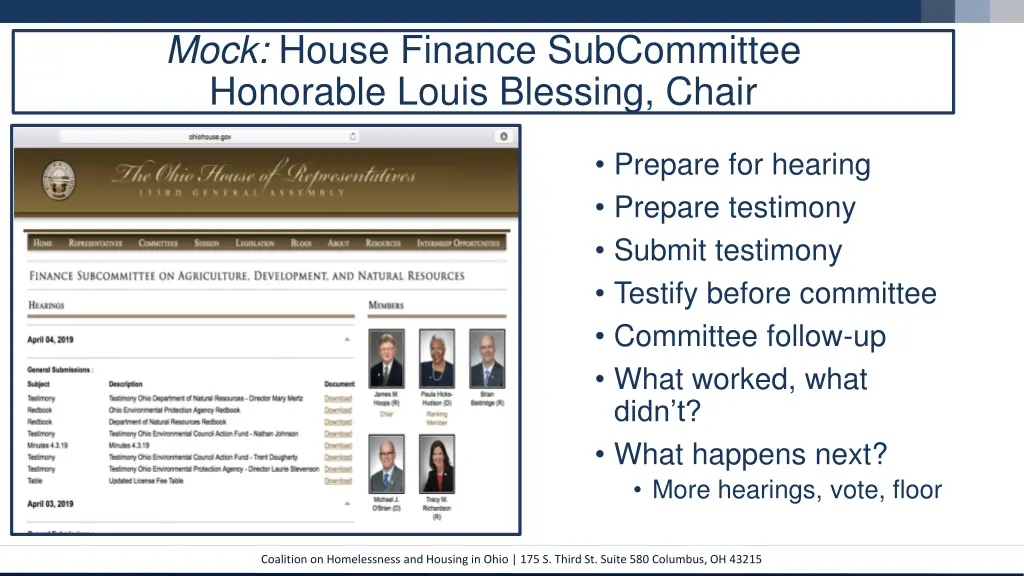 mock house finance subcommittee honorable louis