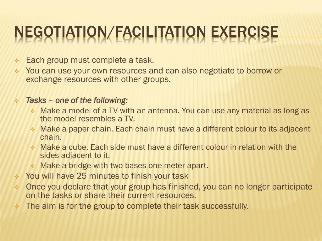 negotiation facilitation exercise