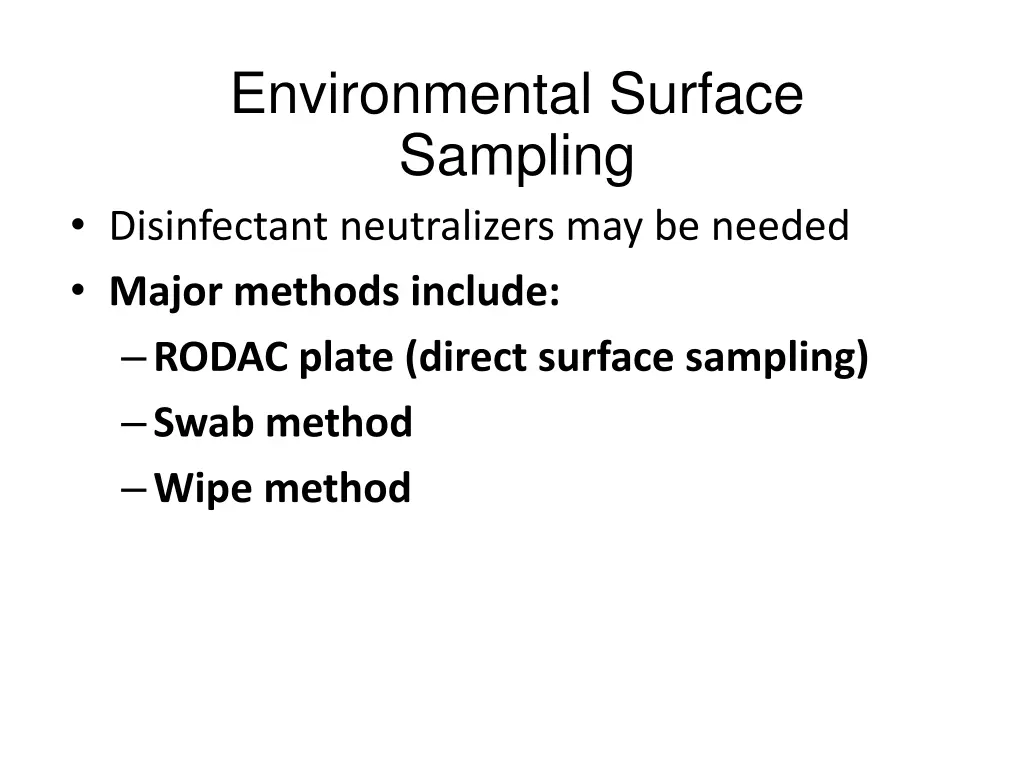 environmental surface sampling disinfectant