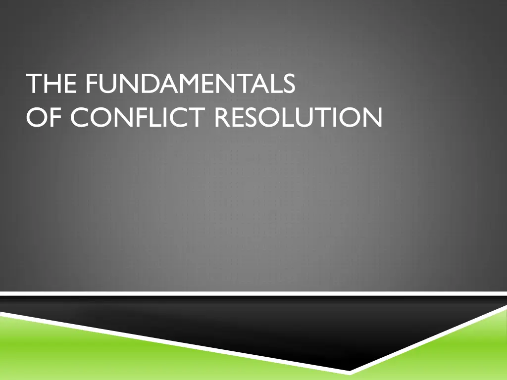 the fundamentals of conflict resolution