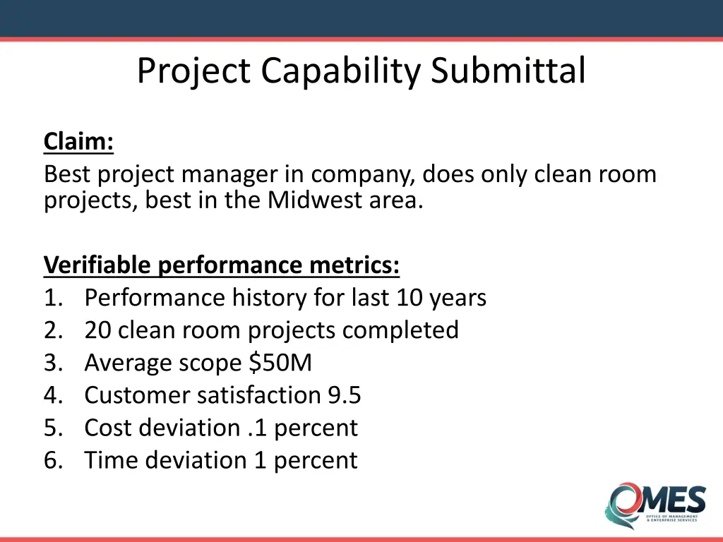 project capability submittal