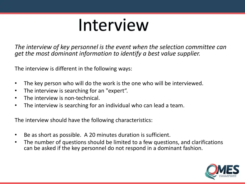 the interview of key personnel is the event when