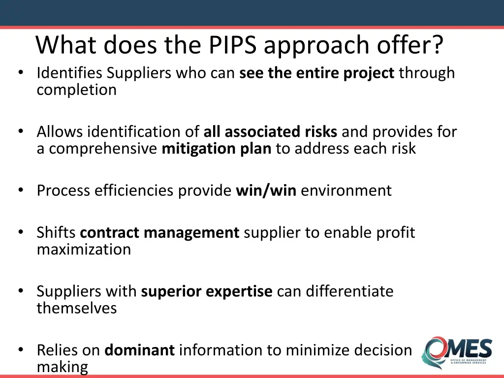 what does the pips approach offer identifies