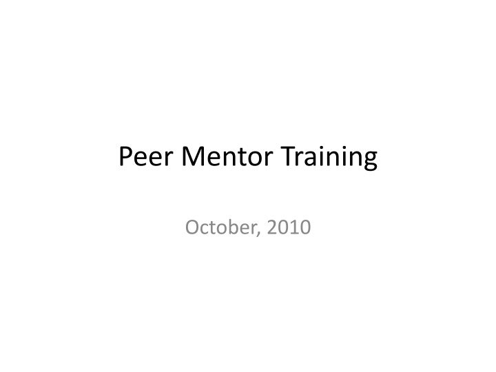 peer mentor training