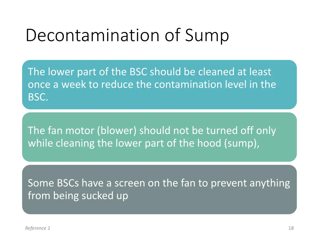 decontamination of sump