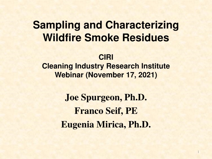 sampling and characterizing wildfire smoke