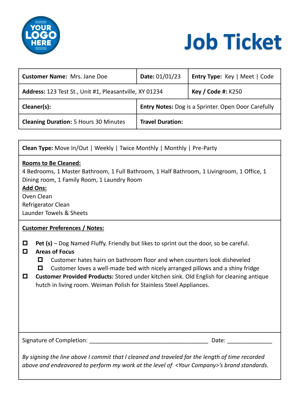 job ticket