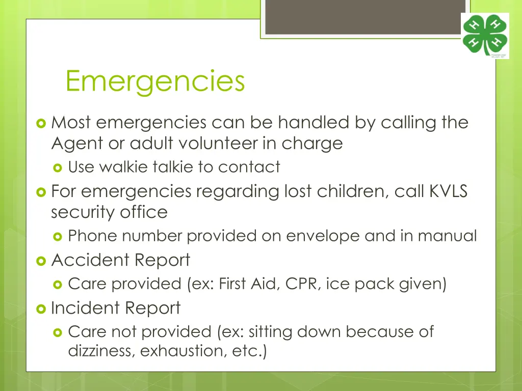 emergencies