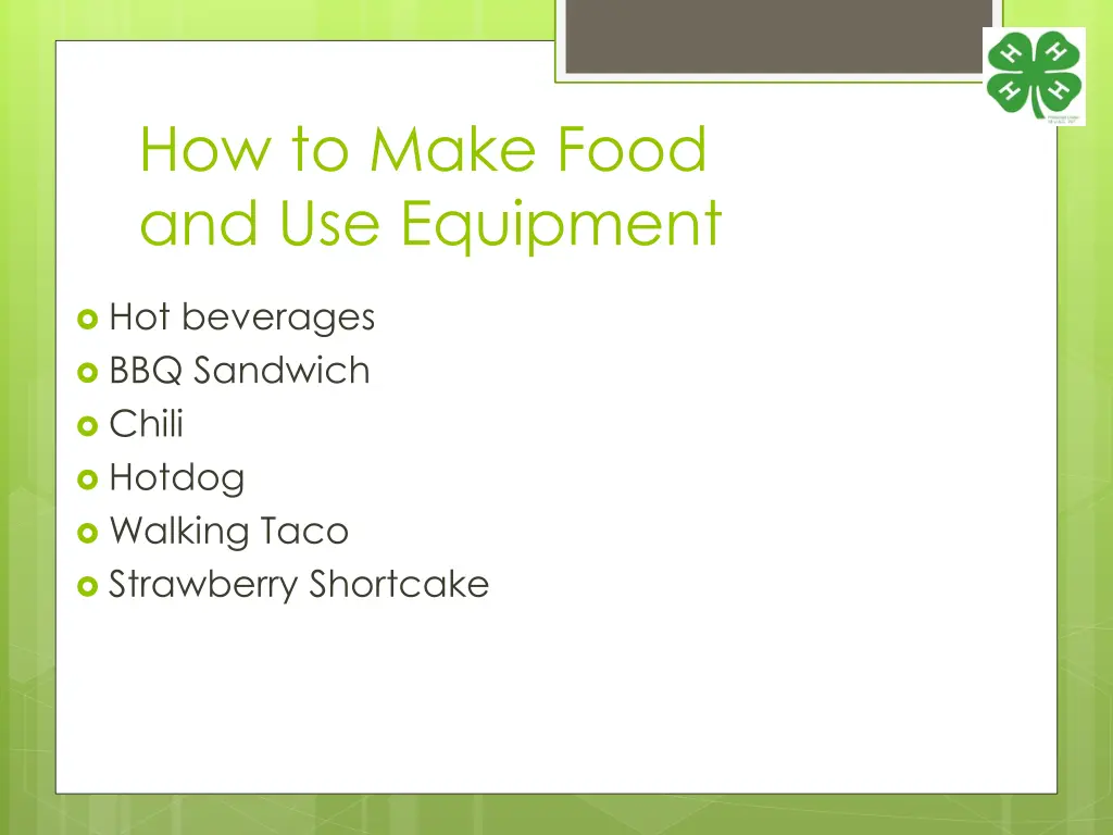 how to make food and use equipment