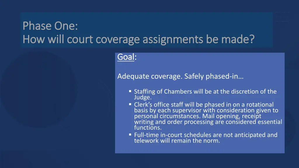 phase one phase one how will court coverage