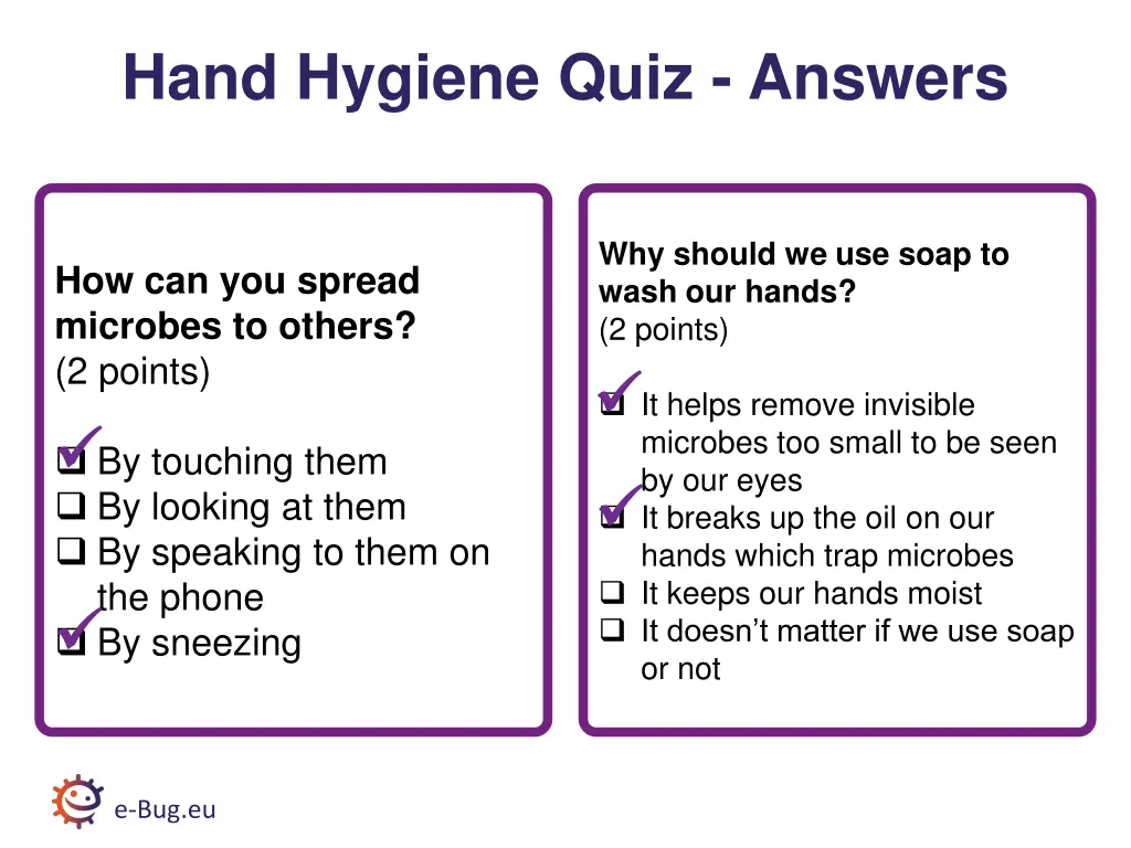 hand hygiene quiz answers