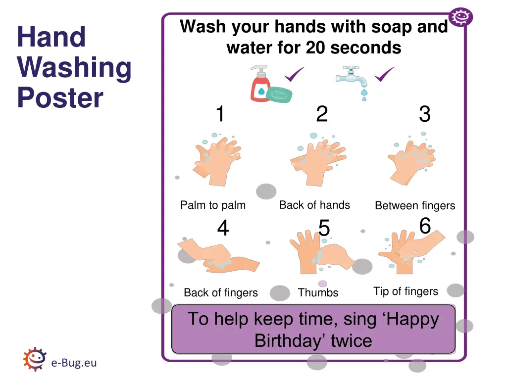 wash your hands with soap and water for 20 seconds