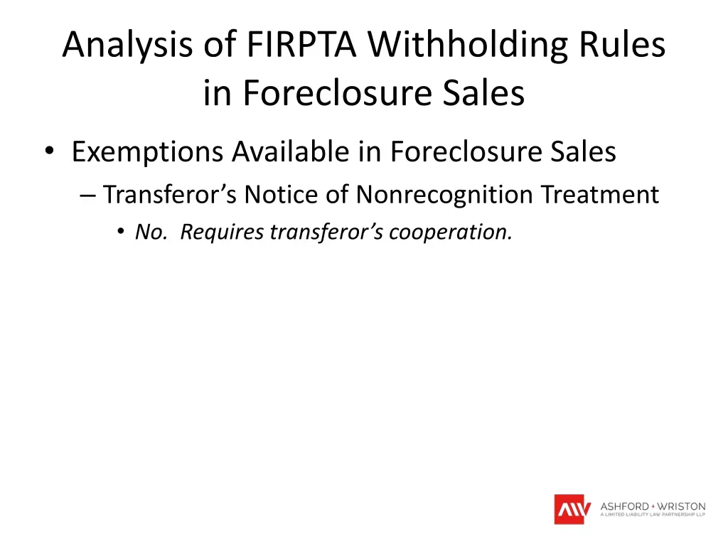 analysis of firpta withholding rules 7