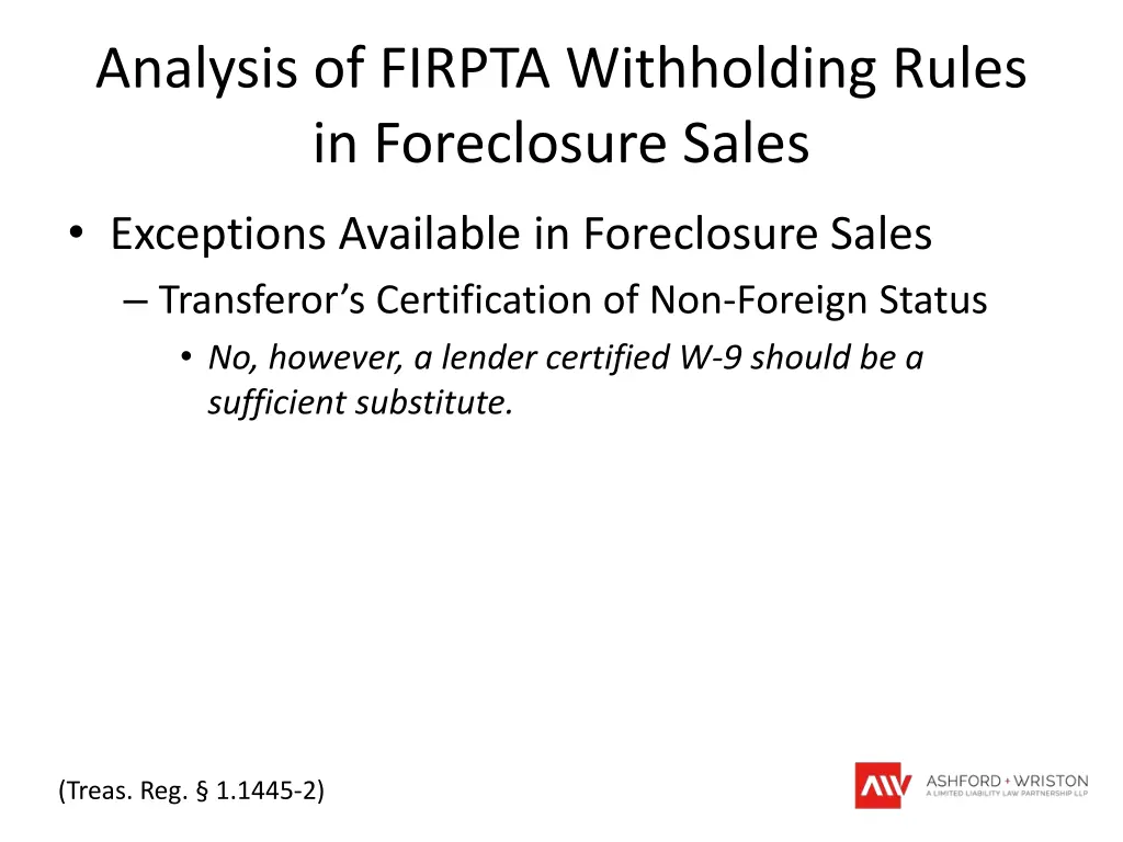 analysis of firpta withholding rules