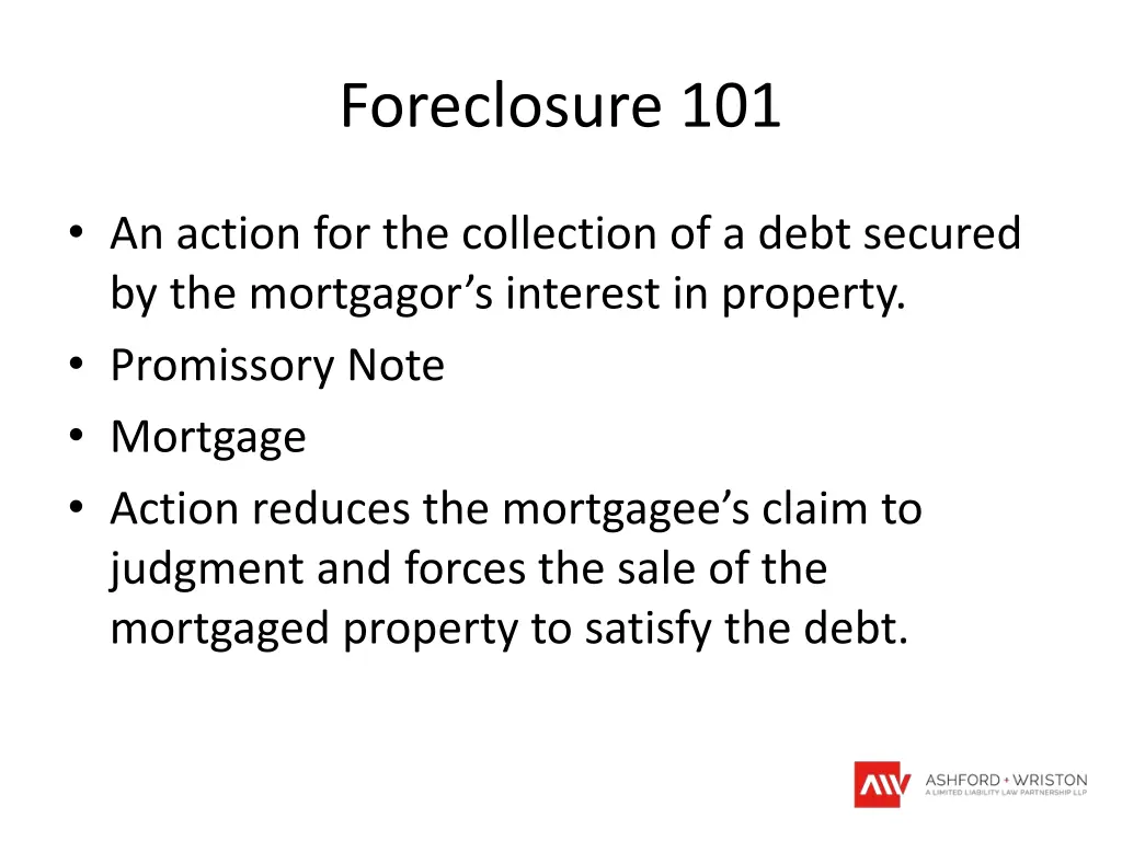 foreclosure 101