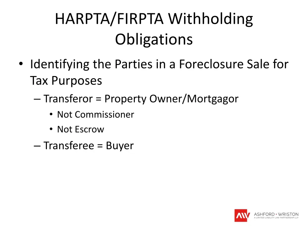 harpta firpta withholding obligations