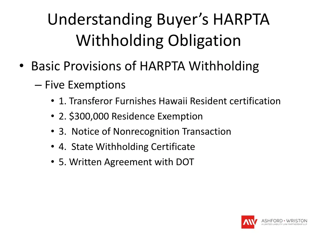 understanding buyer s harpta withholding