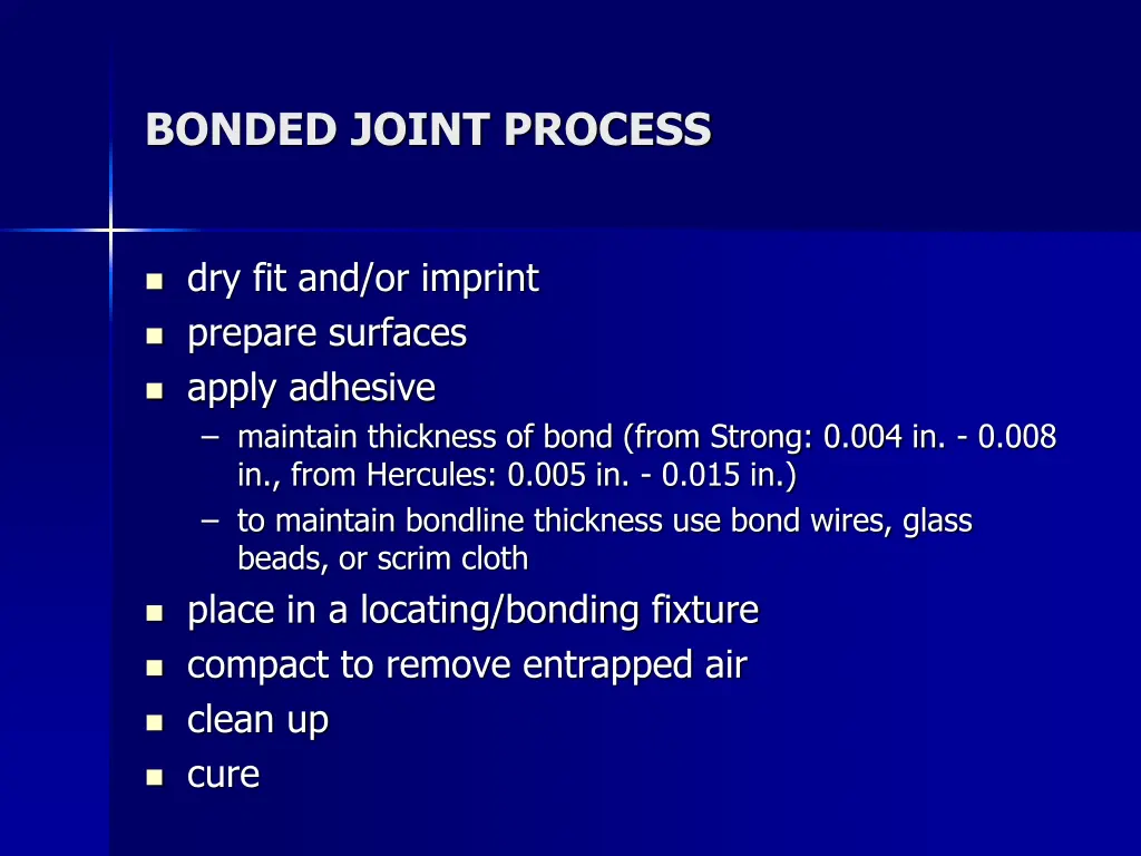 bonded joint process