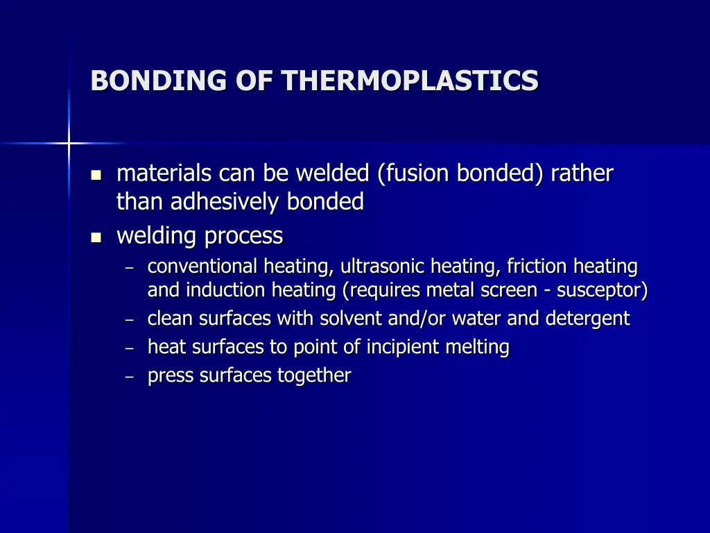 bonding of thermoplastics