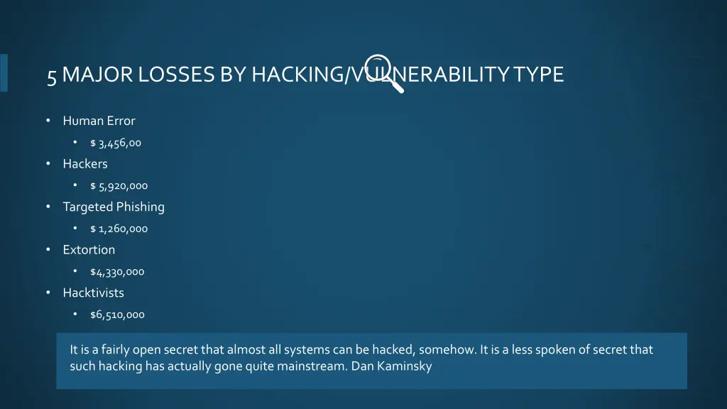 5 major losses by hacking vulnerability type