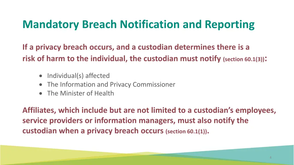 mandatory breach notification and reporting