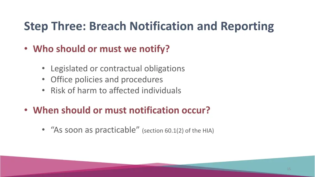 step three breach notification and reporting