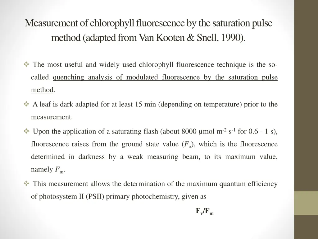 measurement of chlorophyll fluorescence