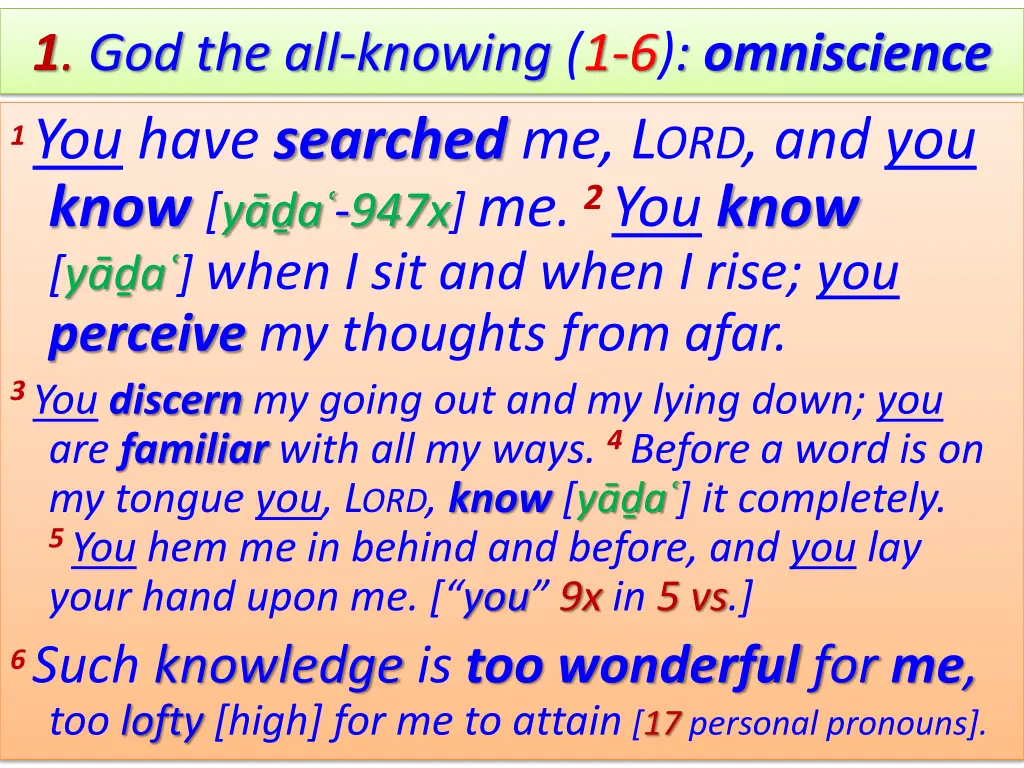 1 god the all knowing 1 6 omniscience