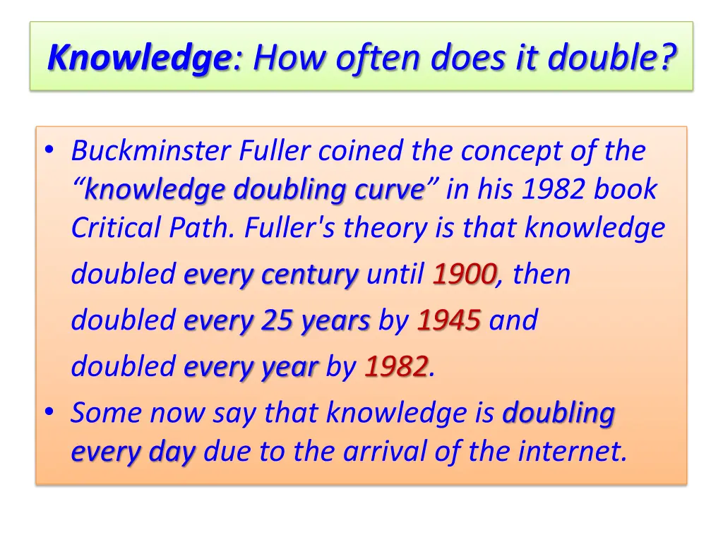 knowledge how often does it double