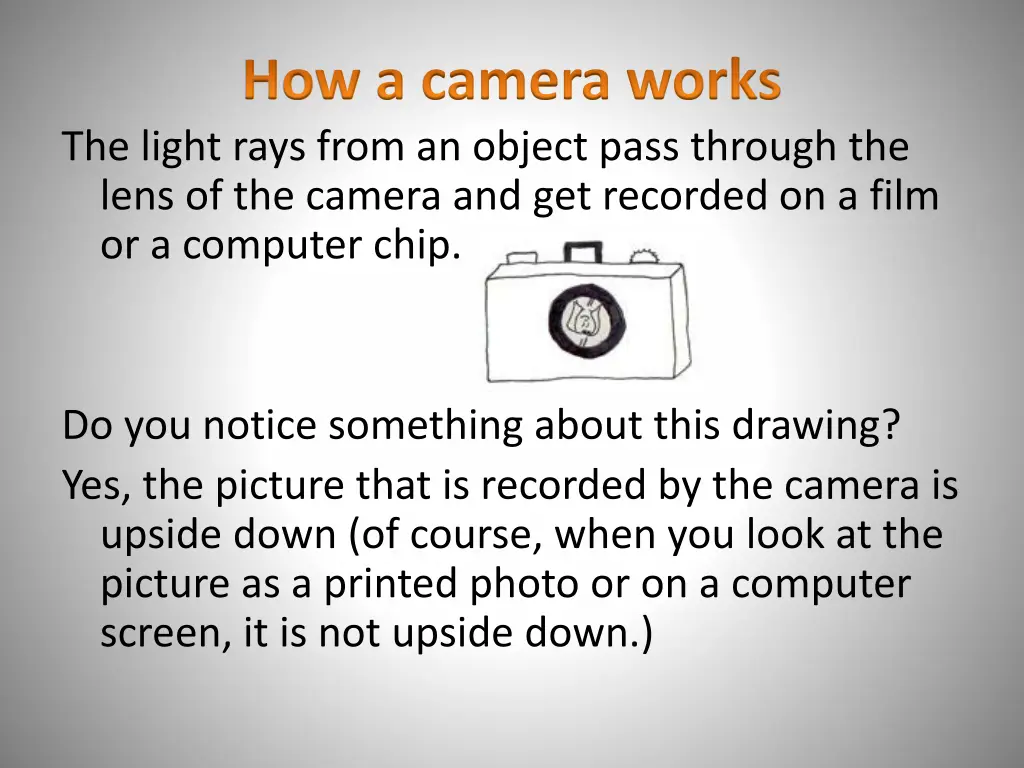 how a camera works the light rays from an object