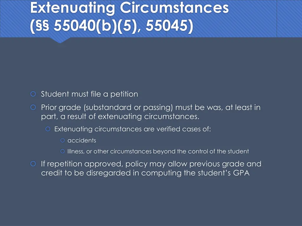 extenuating circumstances 55040 b 5 55045