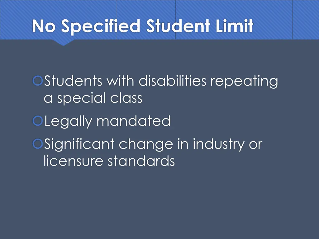 no specified student limit