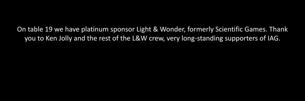 on table 19 we have platinum sponsor light wonder