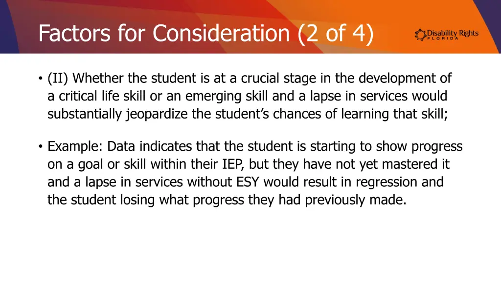 factors for consideration 2 of 4